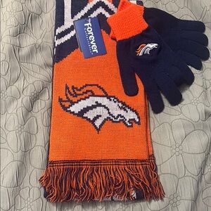 Forever Collectibles Navy and Orange Fan Scarf and Gloves
